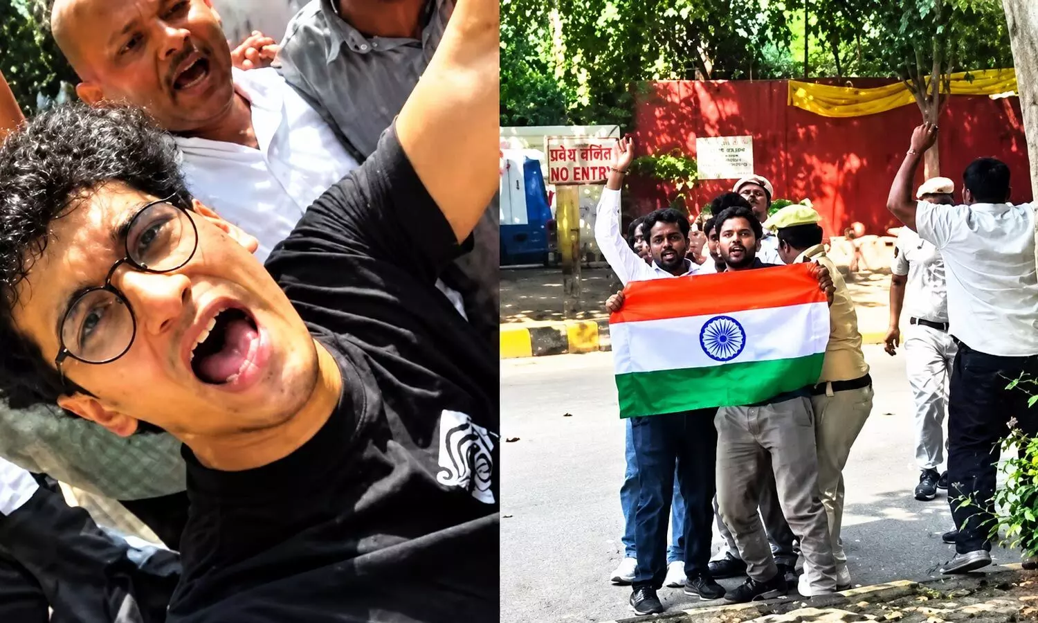 CJP Leaders Saurav Das, Ashutosh Ranka Detained After Jumping Gate To Enter Jantar Mantar CJP Leaders Saurav Das, Ashutosh Ranka Detained After Jumping Gate To Enter Jantar Mantar