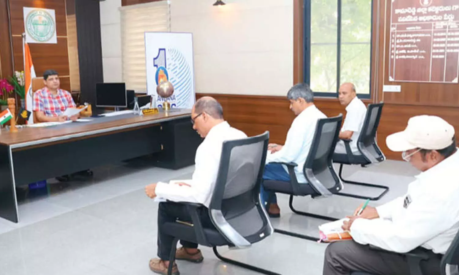 Collector Ashish Sangwan speaking at the review meeting in Kamareddy on Wednesday Collector Ashish Sangwan speaking at the review meeting in Kamareddy on Wednesday