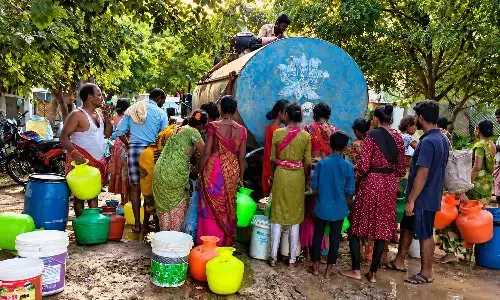 Residents of Lakshmandinne village in Devanakonda mandal of Kurnool district are being supplied water through tankers