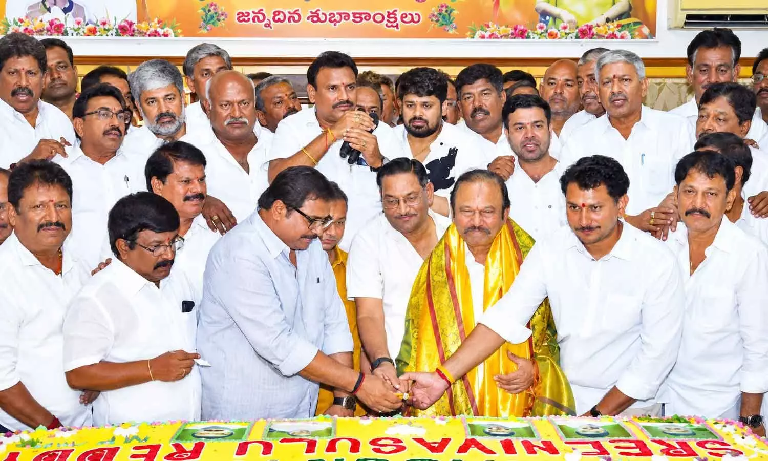 MP Magunta Srinivasulu Reddy celebrating his birthday with his sons, friends, fans and followers in Ongole on Thursday MP Magunta Srinivasulu Reddy celebrating his birthday with his sons, friends, fans and followers in Ongole on Thursday
