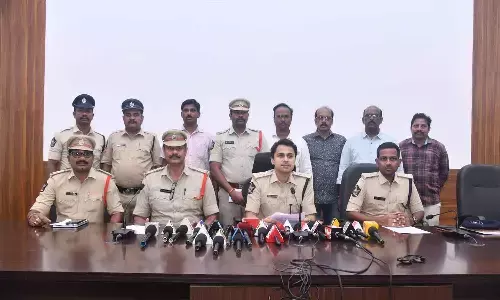 Superintendent of Police G Bindu Madhav addressing the media Superintendent of Police G Bindu Madhav addressing the media