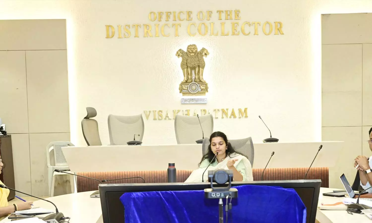 Joint collector G. Vidyadhari directing officials in Visakhapatnam on Friday Joint collector G. Vidyadhari directing officials in Visakhapatnam on Friday