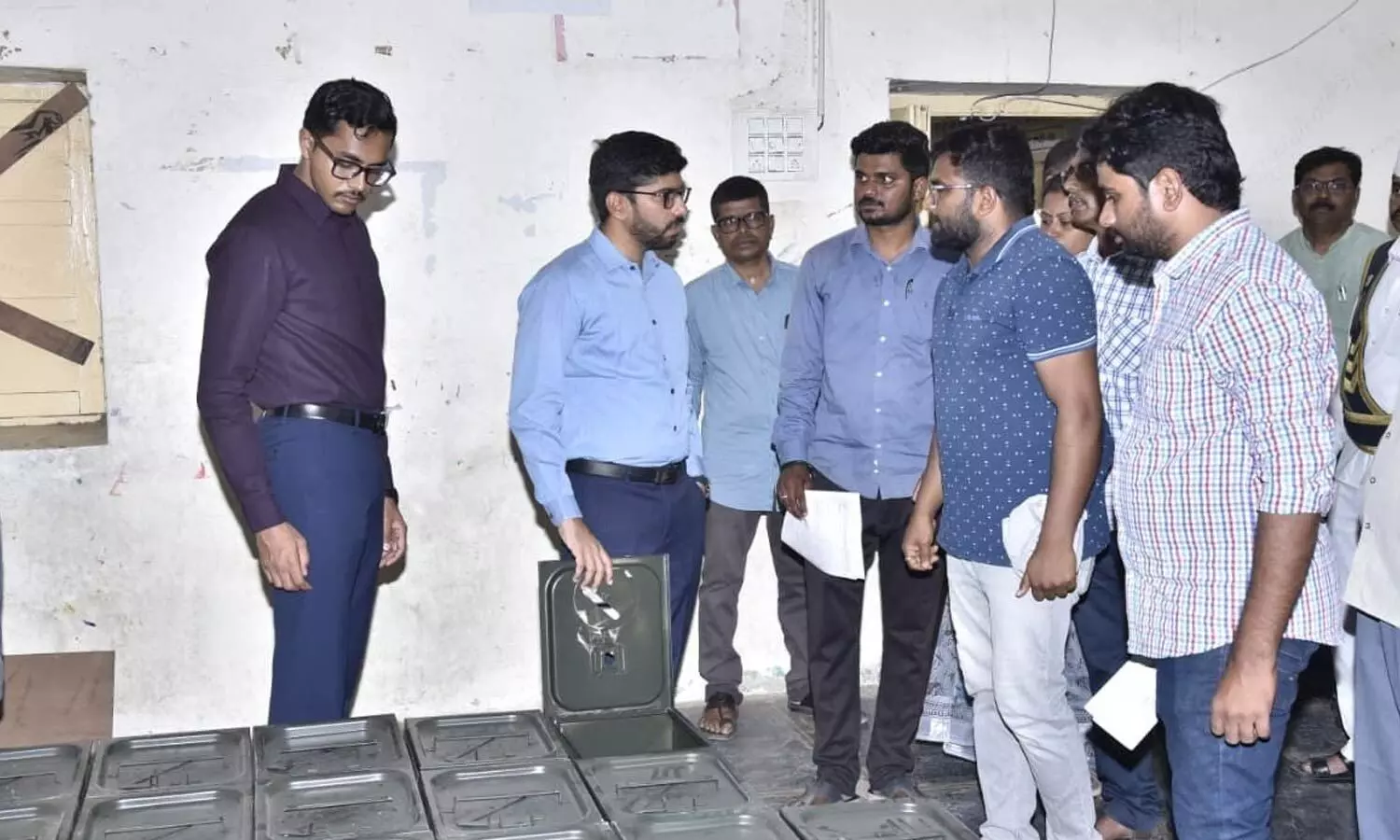 District Collector O Anand inspecting strong room at Zilla Parishad Girls’ High School in Gooty on Friday District Collector O Anand inspecting strong room at Zilla Parishad Girls’ High School in Gooty on Friday