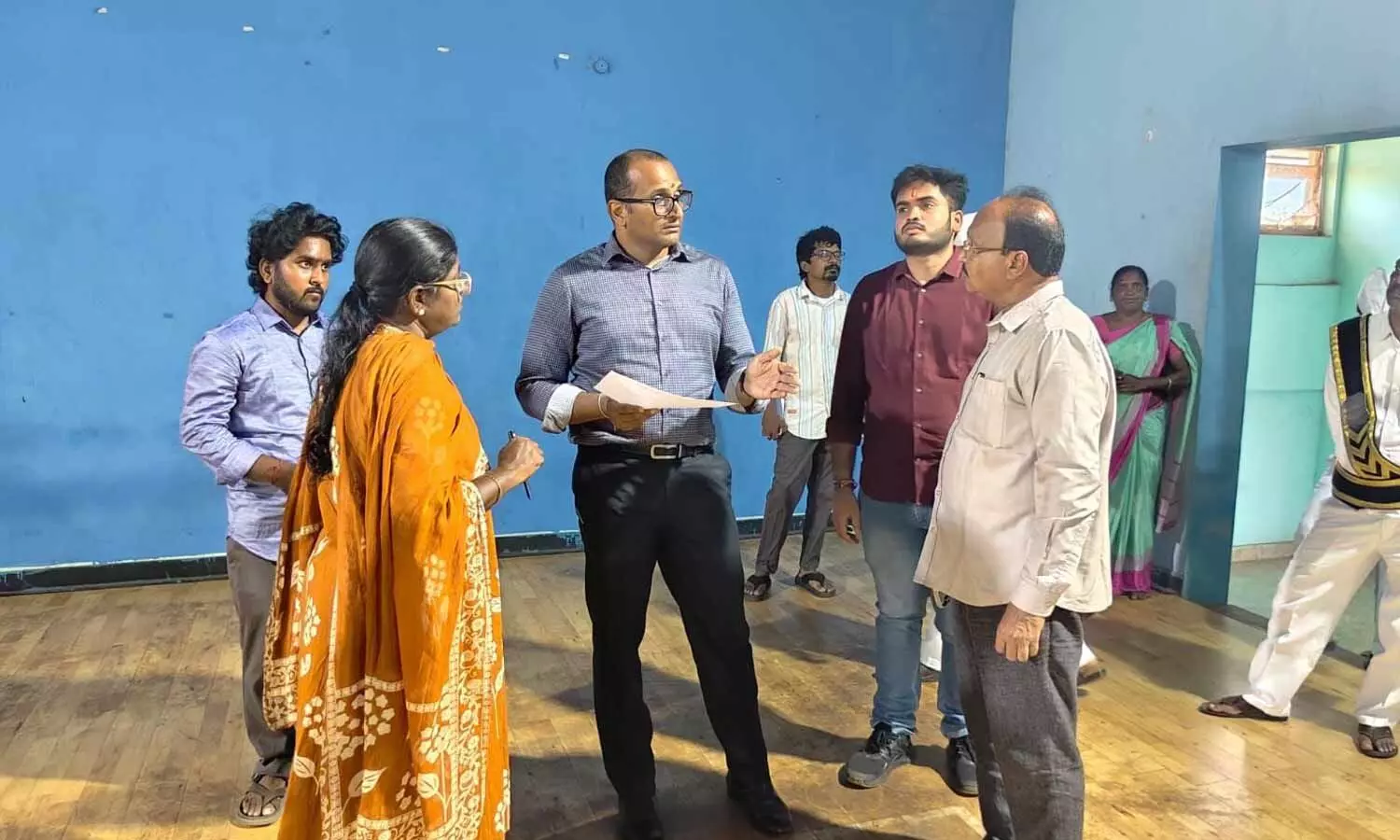 District collector MN Harendhira Prasad inspecting arrangements for the municipal elections in Samarlakota on Friday District collector MN Harendhira Prasad inspecting arrangements for the municipal elections in Samarlakota on Friday