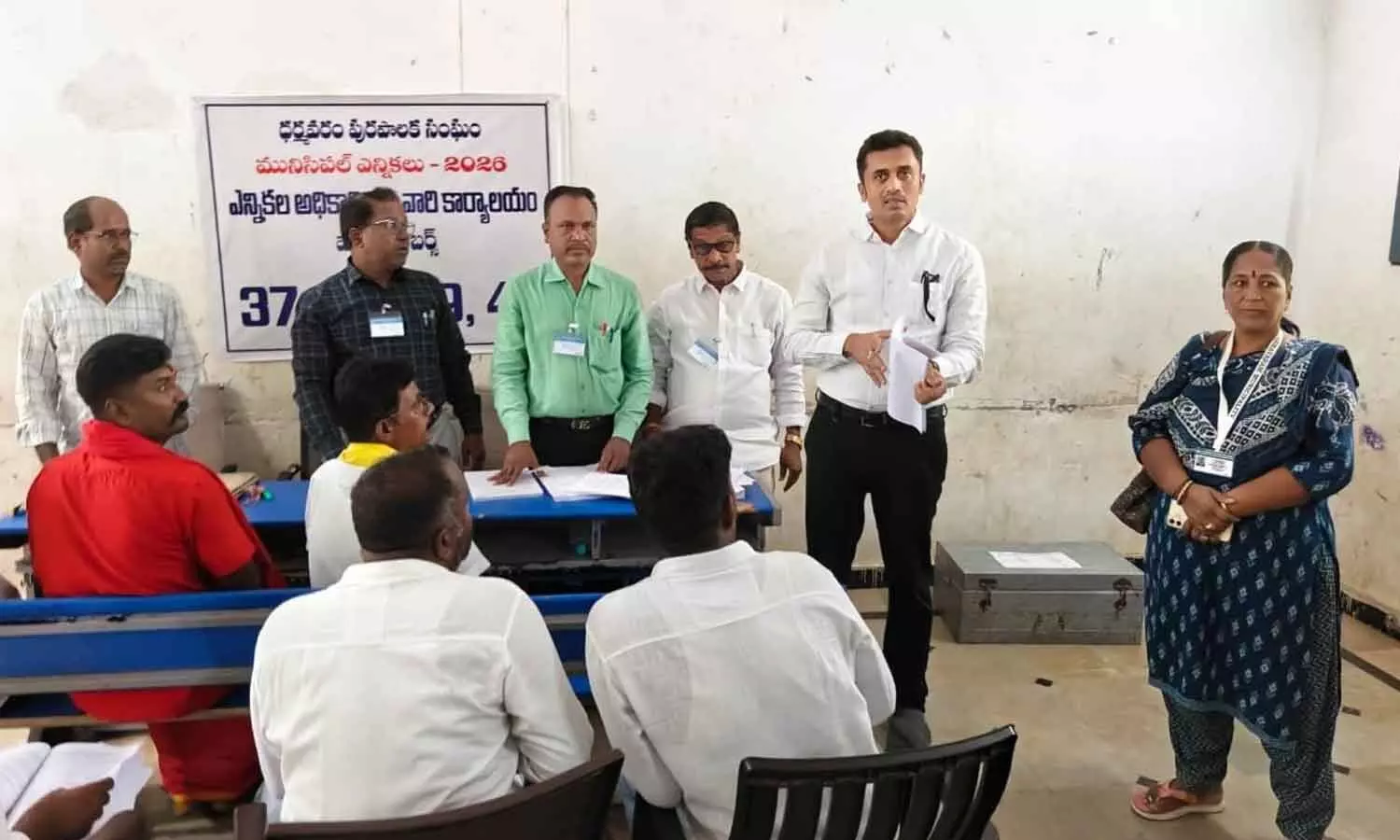 Collector inspects Dharmavaram civic poll setup Collector inspects Dharmavaram civic poll setup
