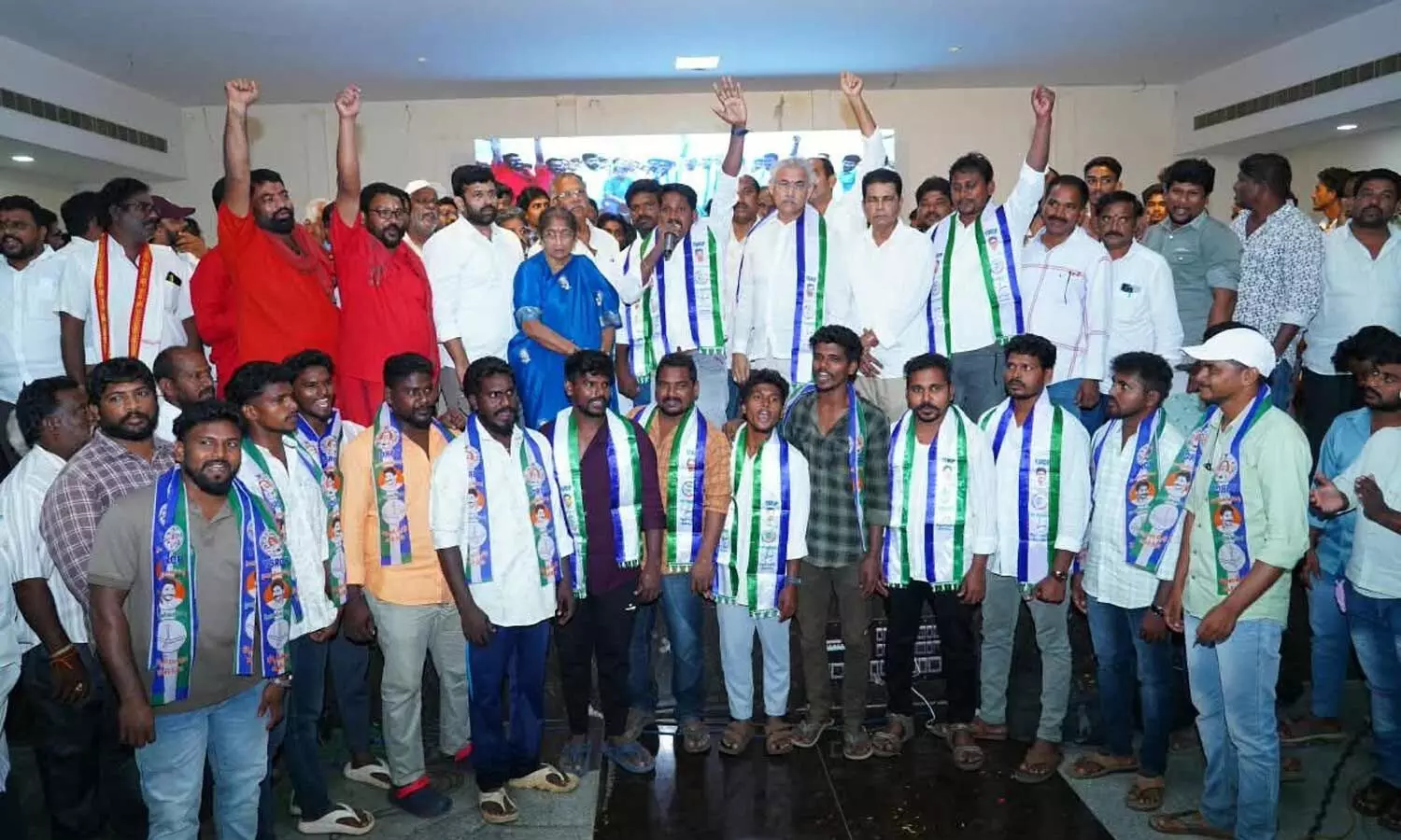 JSP and TDP workers joining YSRCP in the presence of Jakkampudi Raja and Chelluboina Venugopala Krishna and other leaders JSP and TDP workers joining YSRCP in the presence of Jakkampudi Raja and Chelluboina Venugopala Krishna and other leaders