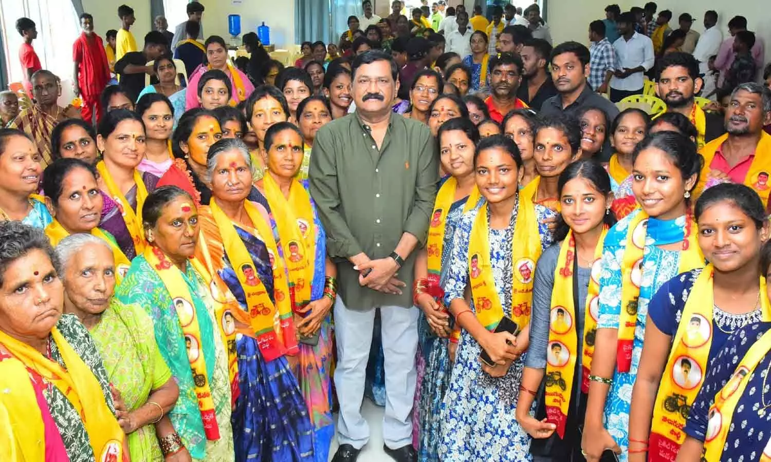 MLA Ganta Srinivasa Rao with the YSRCP activists who joined the TDP in Visakhapatnam on Sunday MLA Ganta Srinivasa Rao with the YSRCP activists who joined the TDP in Visakhapatnam on Sunday