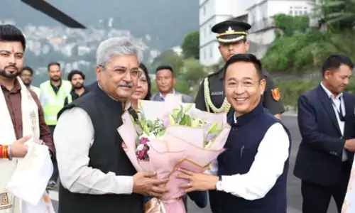 Dushyant Kumar Gautam, Governor-designate of Sikkim, arrived at Burtuk Helipad in Gangtok Dushyant Kumar Gautam, Governor-designate of Sikkim, arrived at Burtuk Helipad in Gangtok