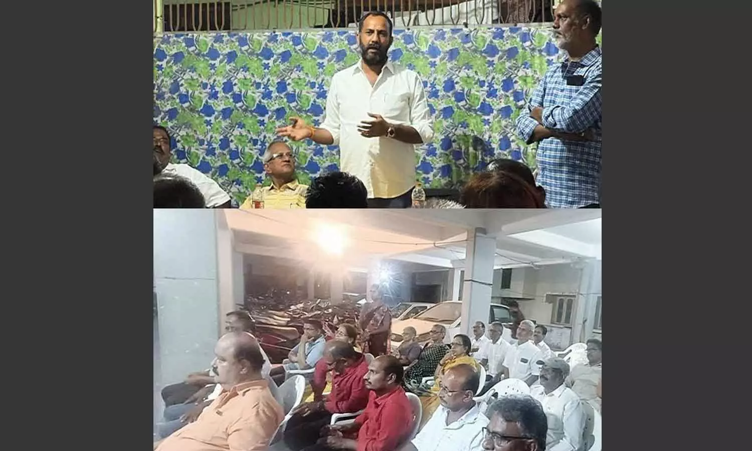 NDA allied parties mayor candidate Poluboyina Roopkumar Yadav addressing the party functionaries meeting at his office on Monday NDA allied parties mayor candidate Poluboyina Roopkumar Yadav addressing the party functionaries meeting at his office on Monday