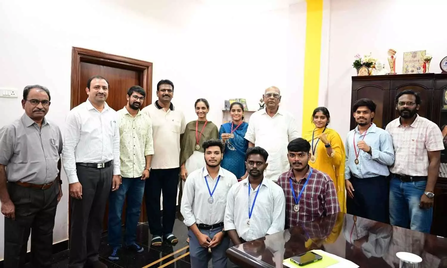 Students of VIIT (Autonomous), Duvvada, who won four gold medals Students of VIIT (Autonomous), Duvvada, who won four gold medals