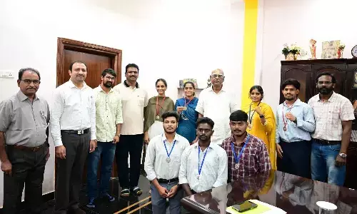 Students of VIIT (Autonomous), Duvvada, who won four gold medals