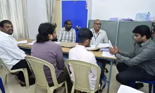 District Collector and Returning Officer M Abhishikth Kishore inspecting the nomination scrutiny process in Visakhapatnam  on Monday