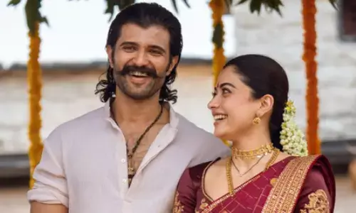 Actors Vijay Deverakonda and Rashmika Mandanna marked their first Dussehra together.