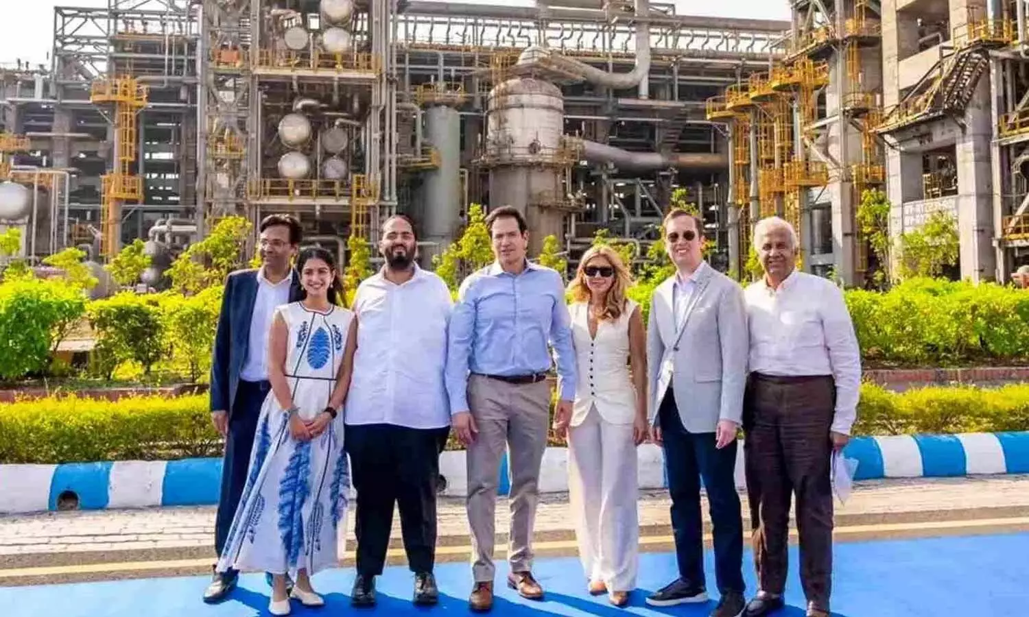US Secretary of State Marco Rubio, US Ambassador to India Sergio Gor, Executive Director of Reliance Industries Limited Anant Ambani with wife Radhika Merchant and others during the formers visit to Reliance Industries giant oil-refining complex, in Jamnagar on Wednesday US Secretary of State Marco Rubio, US Ambassador to India Sergio Gor, Executive Director of Reliance Industries Limited Anant Ambani with wife Radhika Merchant and others during the formers visit to Reliance Industries giant oil-refining complex, in Jamnagar on Wednesday