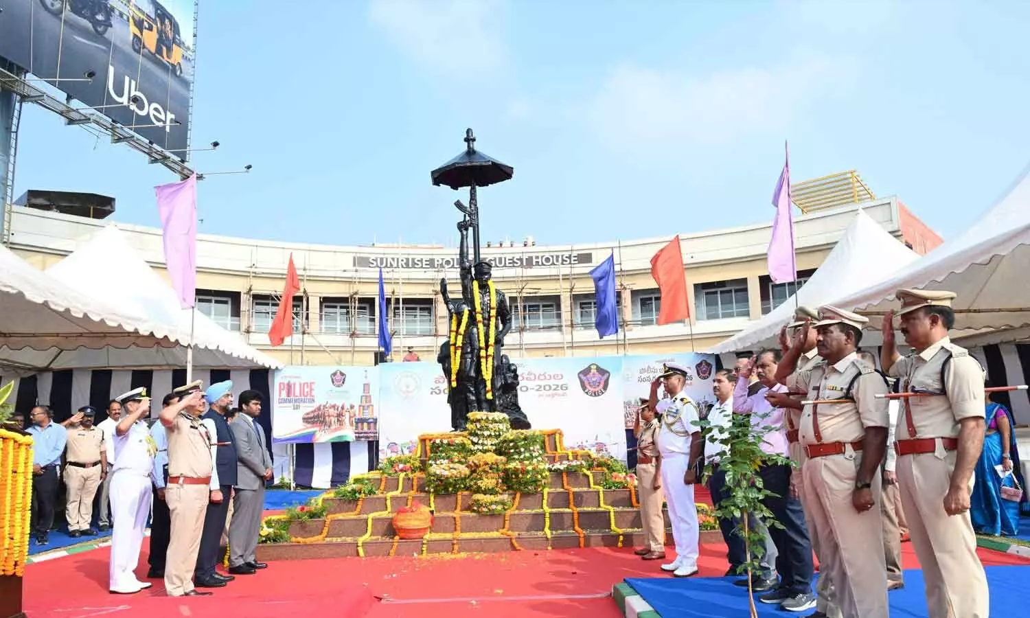 City Police Commissioner Shankhabrata Bagchi along with other police officials paying tribute to the martyrs in Visakhapatnam on Wednesday City Police Commissioner Shankhabrata Bagchi along with other police officials paying tribute to the martyrs in Visakhapatnam on Wednesday