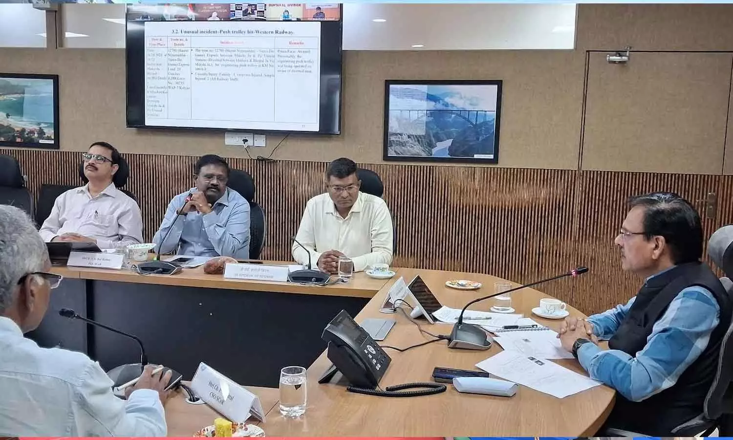 Sandeep Mathur, General Manager of the South Coast Railway speaking at the safety review meeting in Visakhapatnam on Wednesday Sandeep Mathur, General Manager of the South Coast Railway speaking at the safety review meeting in Visakhapatnam on Wednesday