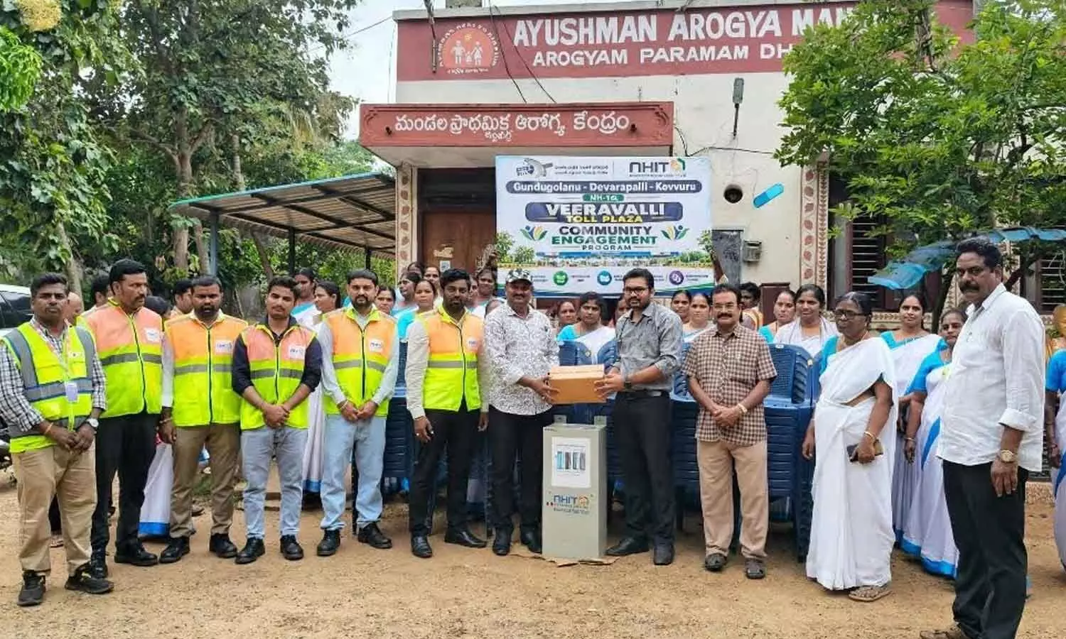 Veeravalli Toll Plaza staff handing over water purifier and chairs to Nallajerla Primary Health Centre Veeravalli Toll Plaza staff handing over water purifier and chairs to Nallajerla Primary Health Centre