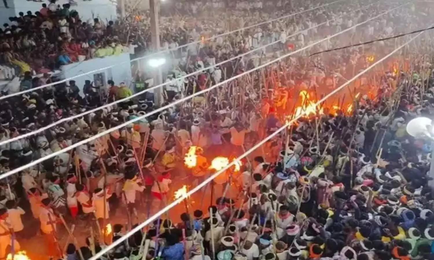 Devotees engage in violent stick fight during the annual Bunni festival at Devaragattu in Holagunda mandal late on Wednesday night Devotees engage in violent stick fight during the annual Bunni festival at Devaragattu in Holagunda mandal late on Wednesday night