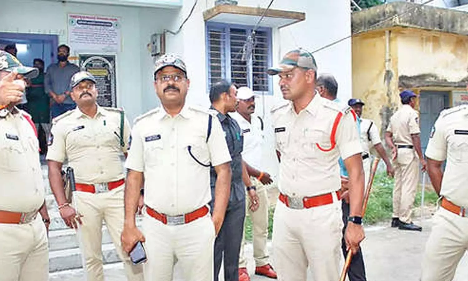 Bapatla SP B Umamaheswar inspecting arrangements at Chirala on Friday Bapatla SP B Umamaheswar inspecting arrangements at Chirala on Friday