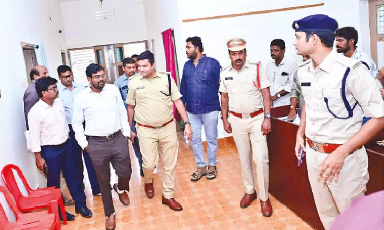 Krishna district Collector DK Balaji and SP V Vidyasagar Naidu inspecting the scrutiny of ZPTC and MPTC nomination papers at Gannavaram Mandal Parishad office on Saturday Krishna district Collector DK Balaji and SP V Vidyasagar Naidu inspecting the scrutiny of ZPTC and MPTC nomination papers at Gannavaram Mandal Parishad office on Saturday
