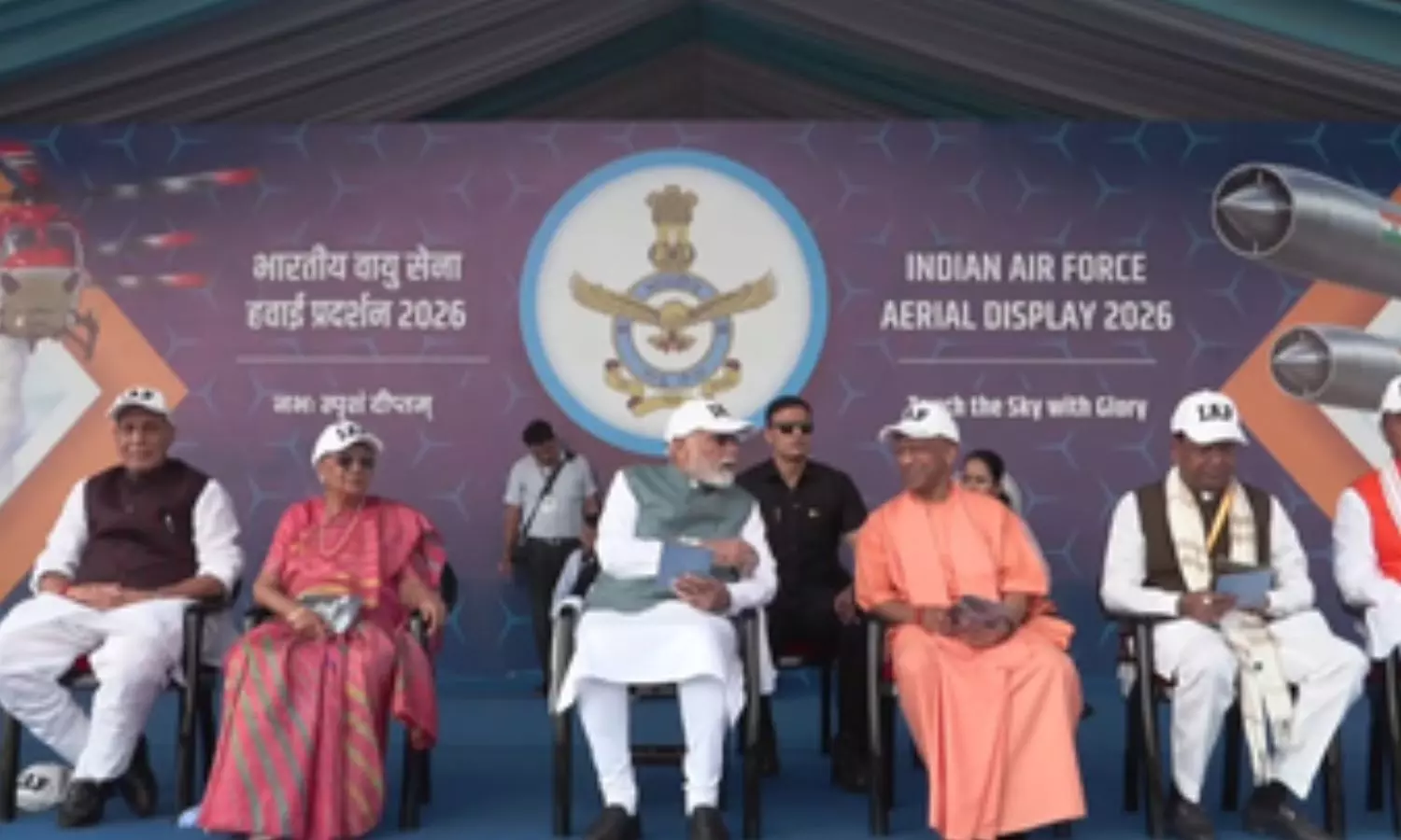 Prime Minister Narendra Modi witnessed Wings Over Ganges, an aerial display by the Indian Air Force (IAF) Prime Minister Narendra Modi witnessed Wings Over Ganges, an aerial display by the Indian Air Force (IAF)