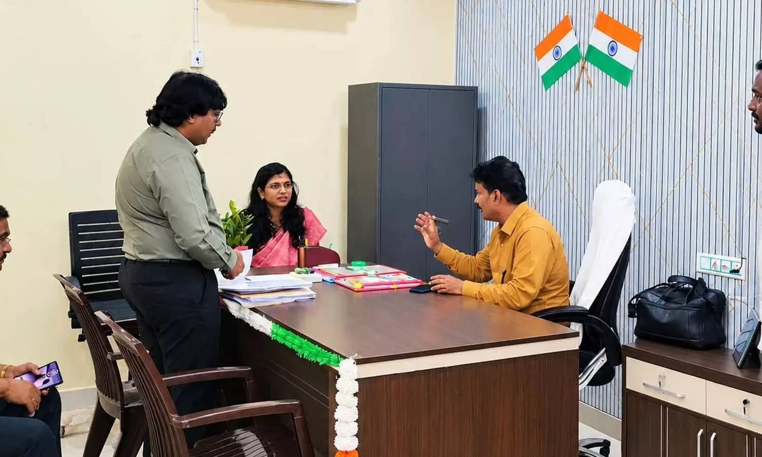 Konaseema district election observer P Prashanthi visiting the Returning Officer’s office at Ainavilli on Sunday Konaseema district election observer P Prashanthi visiting the Returning Officer’s office at Ainavilli on Sunday