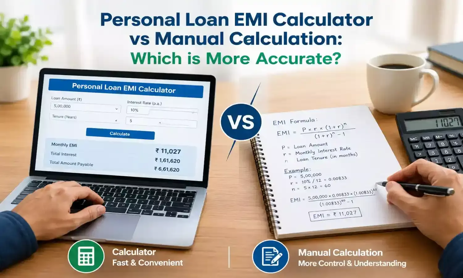 Personal loan EMI calculator vs manual calculation: Which is more accurate? Personal loan EMI calculator vs manual calculation: Which is more accurate?