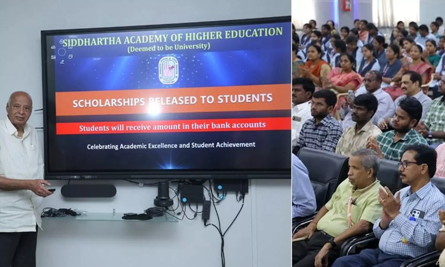 Paladugu Lakshmana Rao, Secretary of Siddhartha Academy of General and Technical Education, releasing scholarships at the Siddhartha Academy of Higher Education in Vijayawada on Tuesday Paladugu Lakshmana Rao, Secretary of Siddhartha Academy of General and Technical Education, releasing scholarships at the Siddhartha Academy of Higher Education in Vijayawada on Tuesday