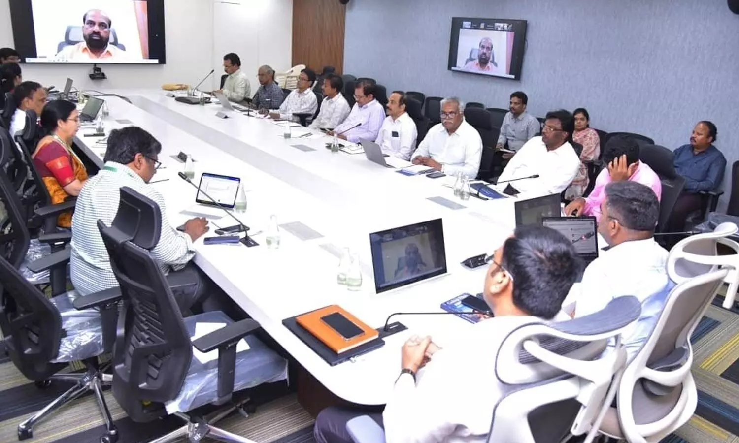Health minister Y Satya Kumar holds a virtual meeting with officials on cyclone preparedness on Tuesday Health minister Y Satya Kumar holds a virtual meeting with officials on cyclone preparedness on Tuesday