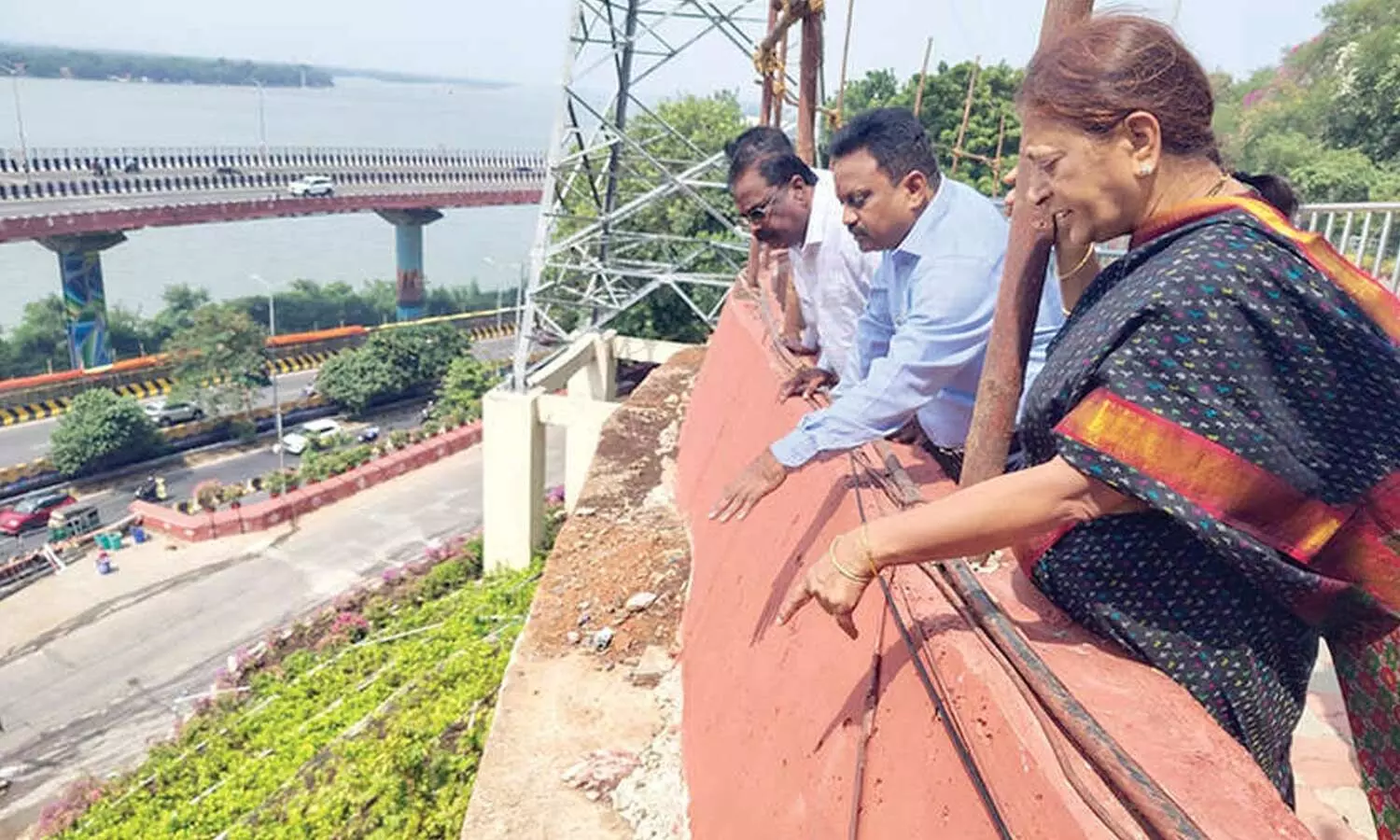 ADC Chairperson and Managing Director D Lakshmi Parthasarathi inspecting greenery development works on Indrakeeladri on Tuesday ADC Chairperson and Managing Director D Lakshmi Parthasarathi inspecting greenery development works on Indrakeeladri on Tuesday