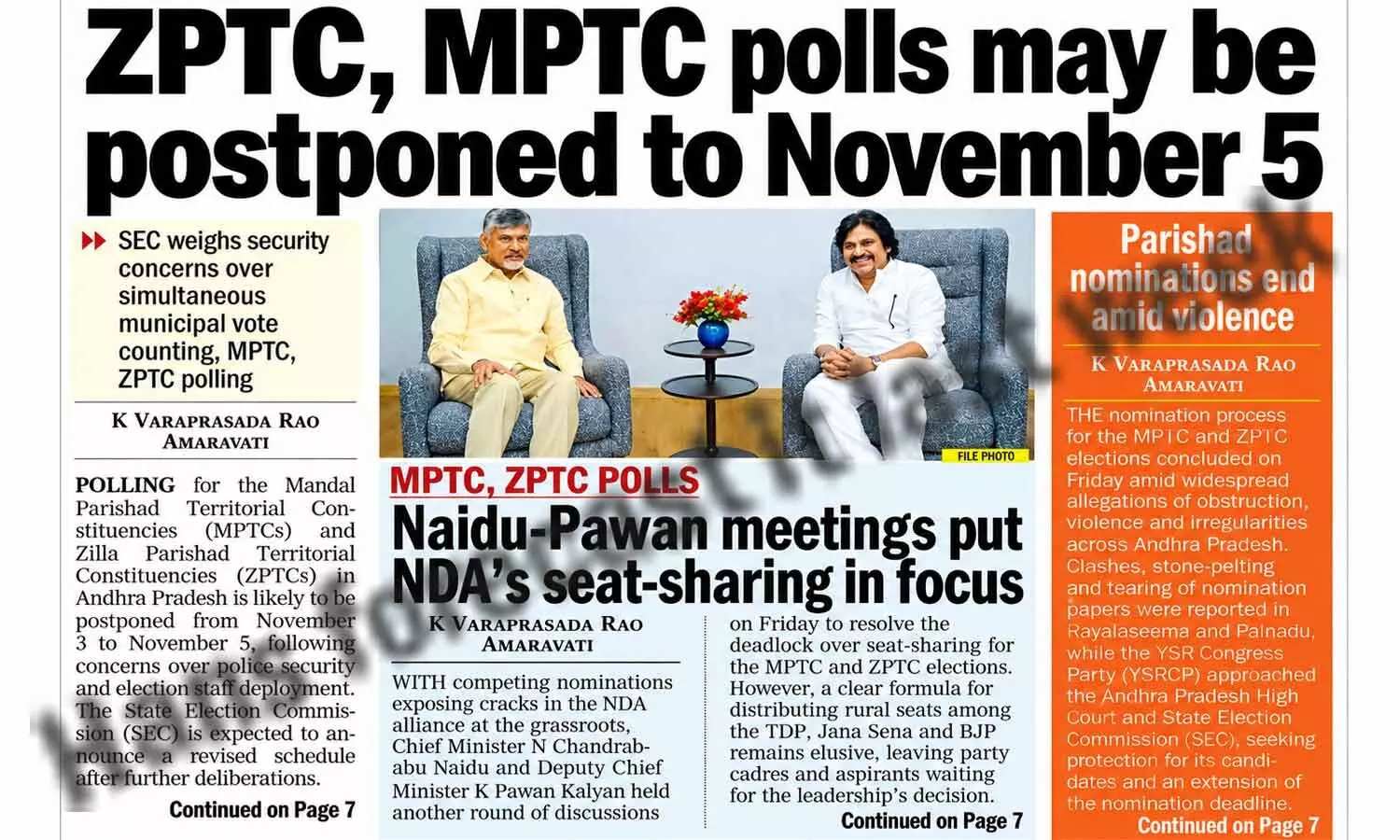 MPTC, ZPTC polls rescheduled to Nov 5 MPTC, ZPTC polls rescheduled to Nov 5