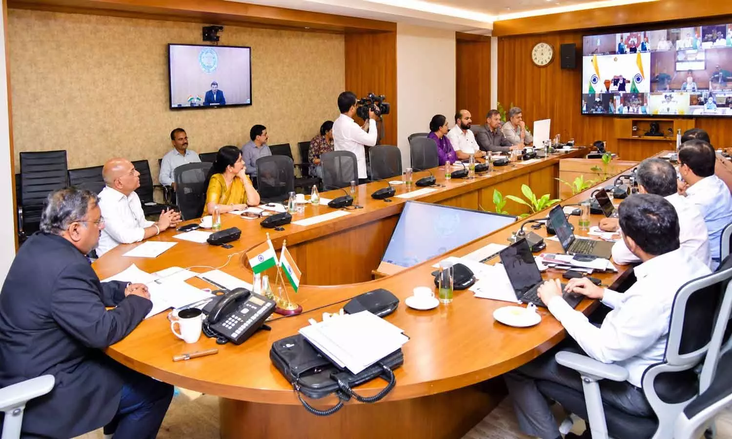 Chief secretary along with officials takes part in a virtual review held by Prime Minister Narendra Modi on Wednesday Chief secretary along with officials takes part in a virtual review held by Prime Minister Narendra Modi on Wednesday