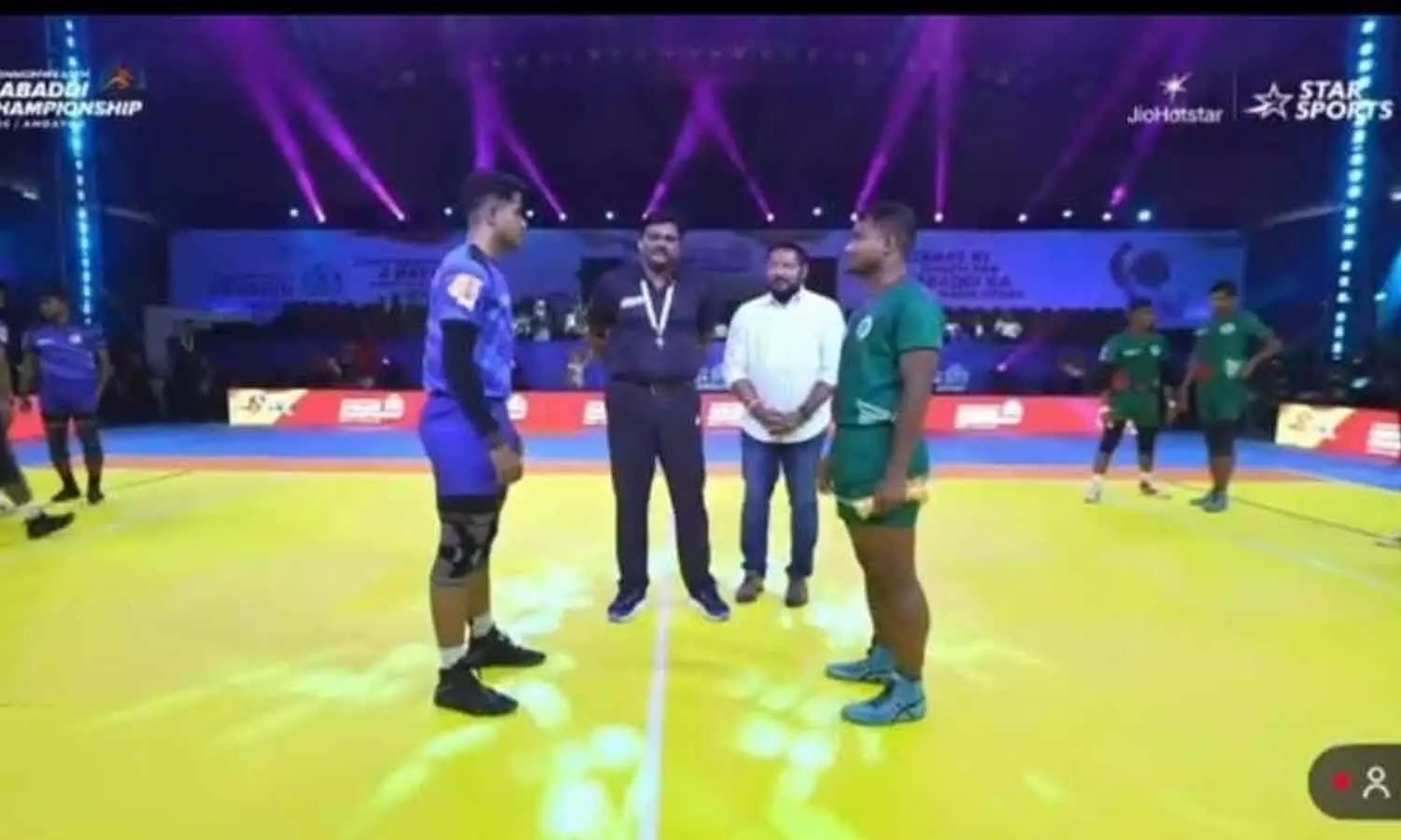 Andhra Kabaddi Association General Secretary Srikanth Yalamanchili conducting the toss for the Bangladesh–Singapore match at the Commonwealth Kabaddi Championship in Ahmedabad, Gujarat Andhra Kabaddi Association General Secretary Srikanth Yalamanchili conducting the toss for the Bangladesh–Singapore match at the Commonwealth Kabaddi Championship in Ahmedabad, Gujarat