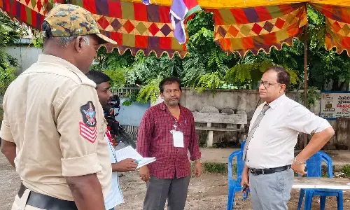 District Election Expenditure Observer B Vijay Kumar inspecting the functioning of election expenditure monitoring teams in Tiruvuru