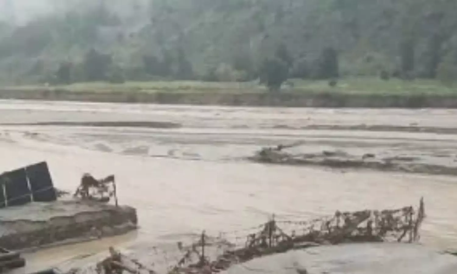 A glacial lake outburst flood (GLOF) A glacial lake outburst flood (GLOF)
