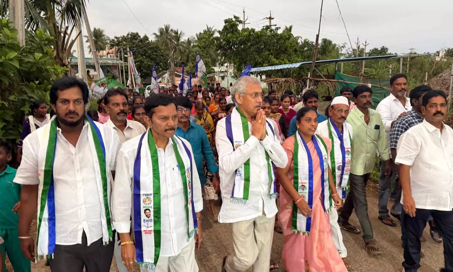 YSRCP district president Chelluboyina Venugopalakrishna participating in an election campaign at Jegurupadu village on Friday YSRCP district president Chelluboyina Venugopalakrishna participating in an election campaign at Jegurupadu village on Friday