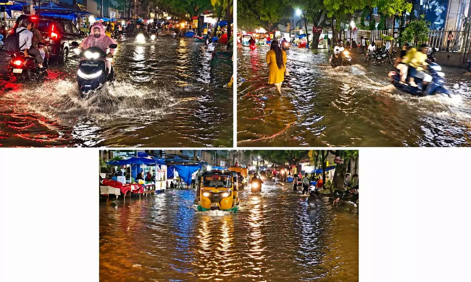 Heavy rain accompanied by thunderstorms and gusty winds inundated roads in several parts of Hyderabad on Friday evening, leaving motorists stranded, disrupting traffic movement and throwing normal life out of gear Photos: Prabhu Das Heavy rain accompanied by thunderstorms and gusty winds inundated roads in several parts of Hyderabad on Friday evening, leaving motorists stranded, disrupting traffic movement and throwing normal life out of gear Photos: Prabhu Das