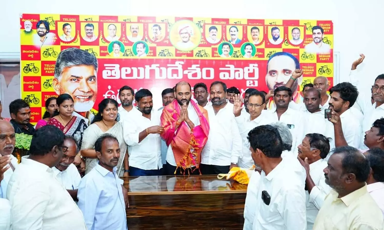 MLA Kakarla Suresh along with the unanimously elected candidates in Udayagiri on Friday MLA Kakarla Suresh along with the unanimously elected candidates in Udayagiri on Friday