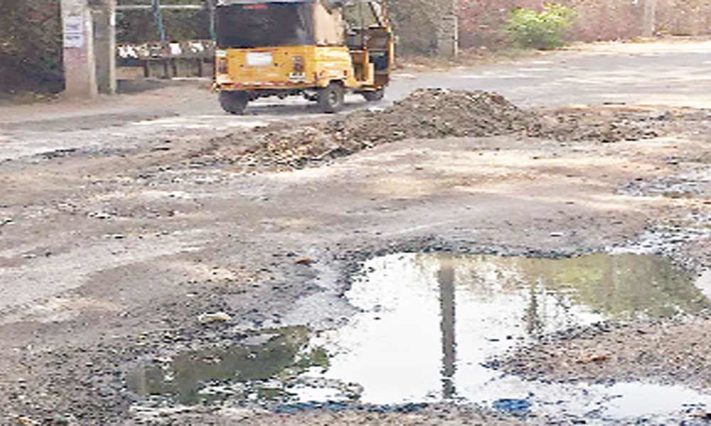 Nacharam-Chilukanagar road in bad condition