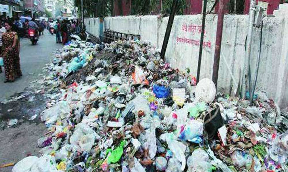Piled up garbage causes stench