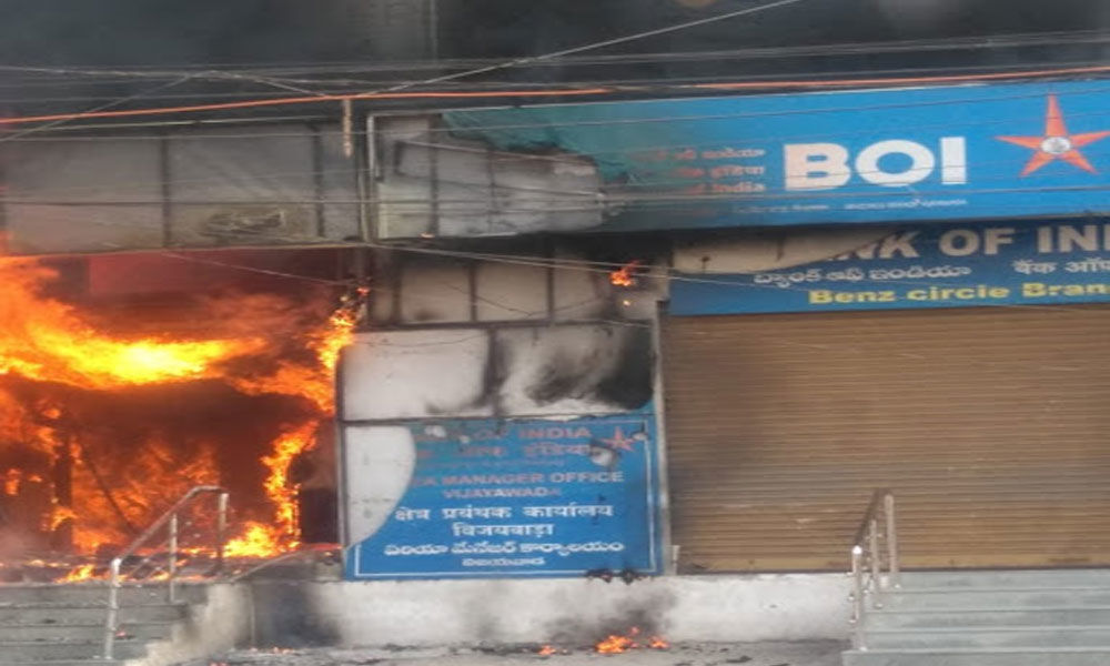 Three ATMs gutted near Benz Circle in Vijayawada