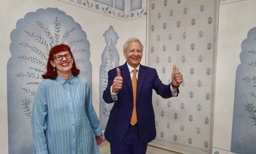 Radiant blue murals redone at Roosevelt House