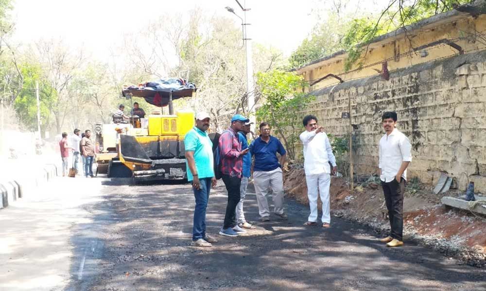 CC road works inspected by corporator Akula Narsing Rao