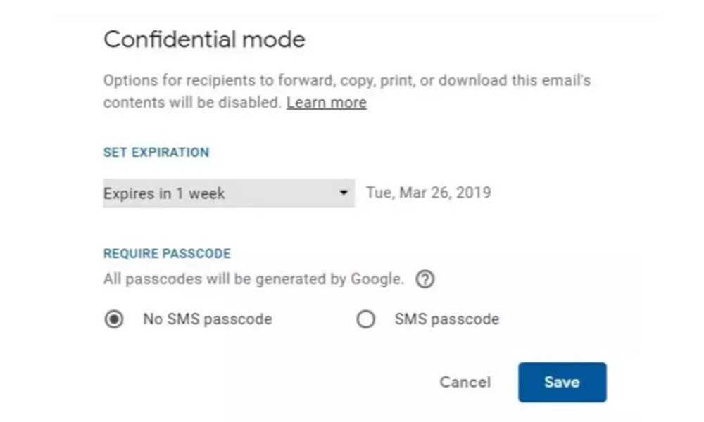 Now you can send emails using Gmails Confidential Mode