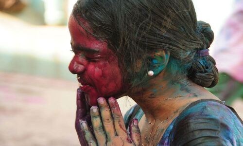 Holi hues from discarded flowers