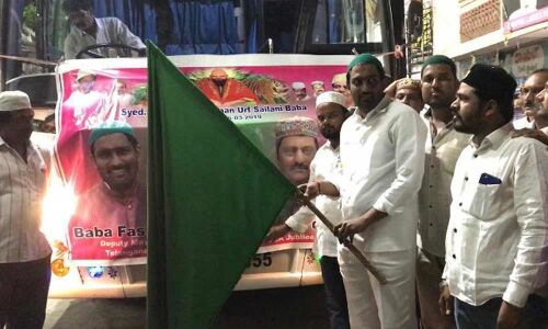 Deputy Mayor Baba Fasiuddin flags off bus yatra in Borabanda