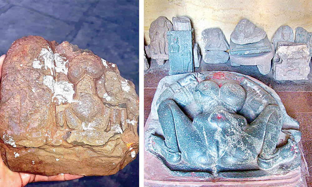 Goddess Lajja Gauri sculpture found in Singarayakonda