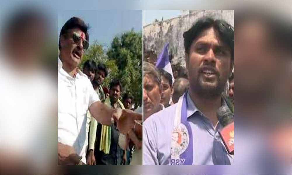 Nandamuri Balakrishna rude behavior with TDP activist during campaign in Hindupur