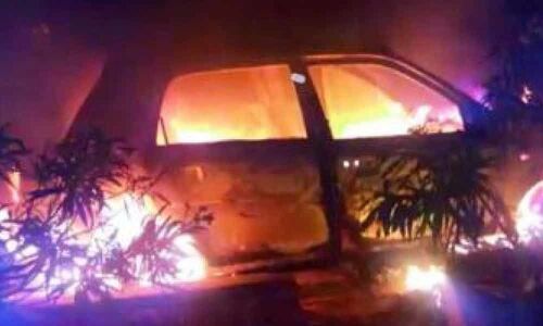 5 burnt alive as car catches fire after collision in UP