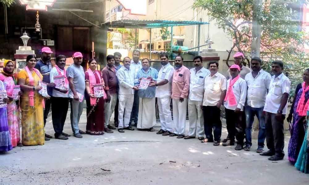 TRS workers carry out campaign for Marri Rajasekhar Reddy